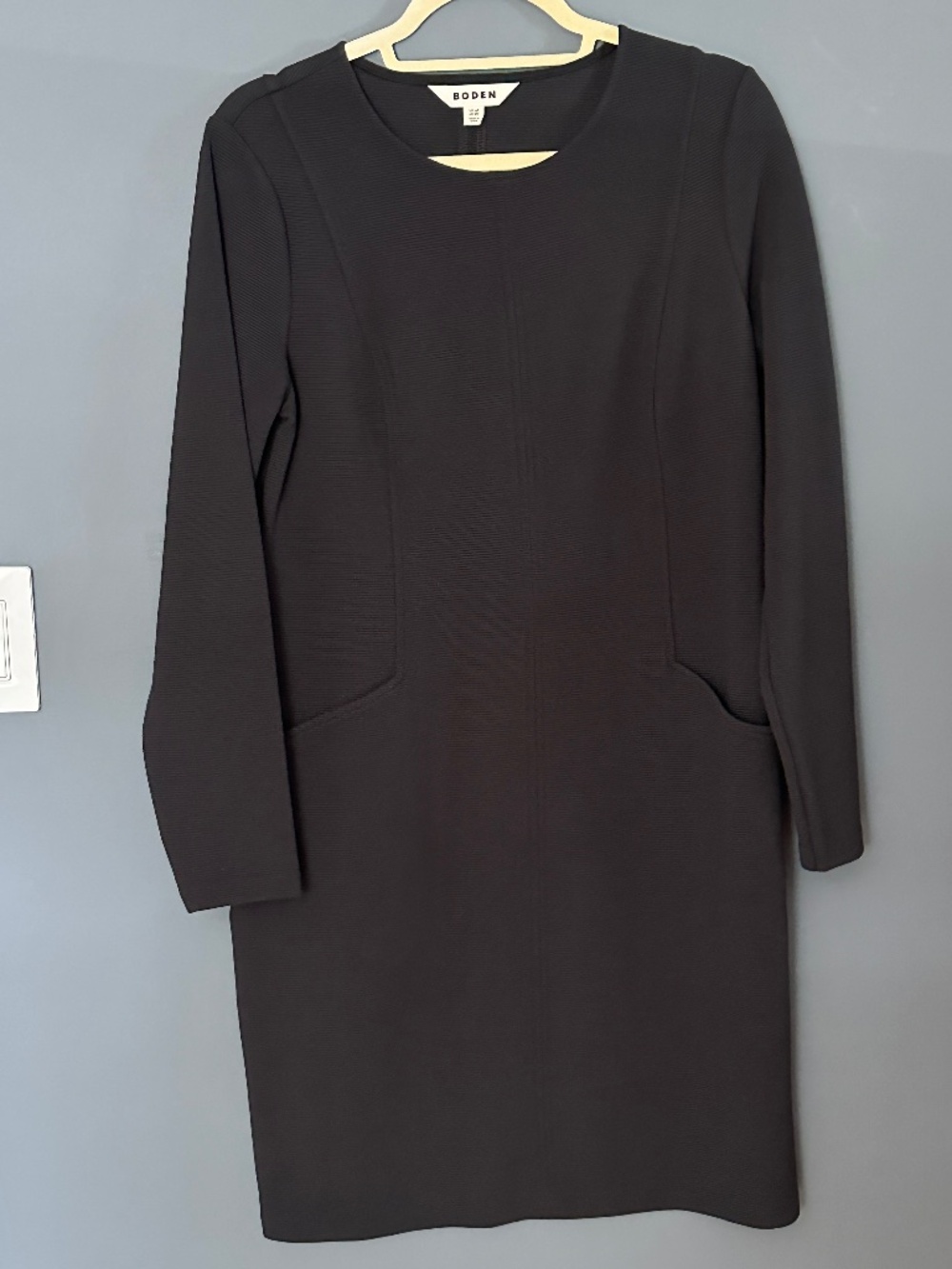Boden Black Long-Sleeve Shift Dress